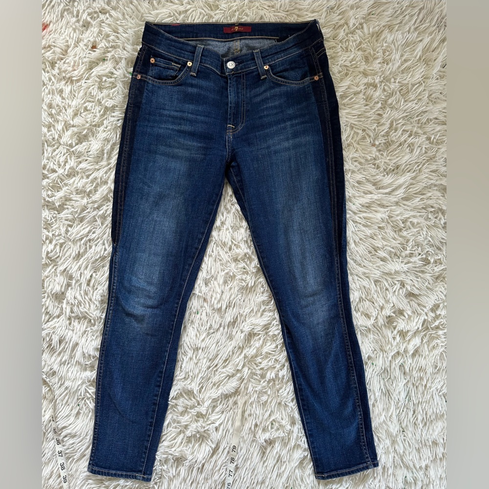 7 For‎ All Mankind Deep Indigo Skinny Jeans